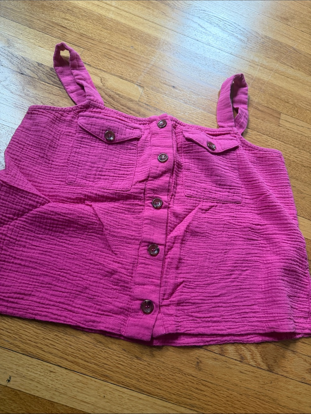 Evereve Hot Pink Button-Front Tank Top